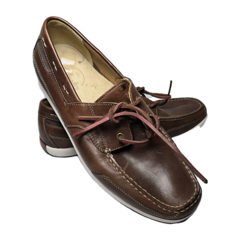 Clarks‎ Leather Docksider Shoes Brown Mens 11M Boat Preppy Nautical Top Sider